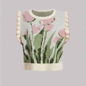 SHEIN Pink and Green Floral Sweater Vest 🌷🌸💐